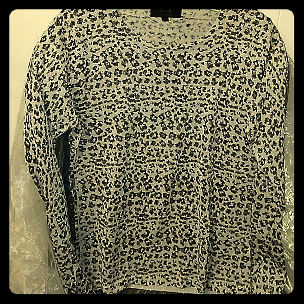 G & B Silk Lurex Leopard Print Pullover Sweater, Made in Italy